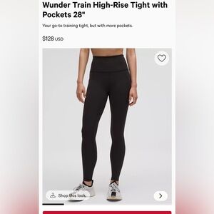 Lululemon Wunder Train High-Rise Tight with Pockets 28 inch Lululemon